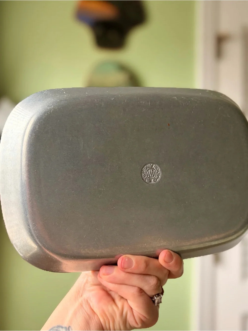 Silver-Tone 'Our Daily Bread' Decorative Serving Tray Cottagecore Kitchenware